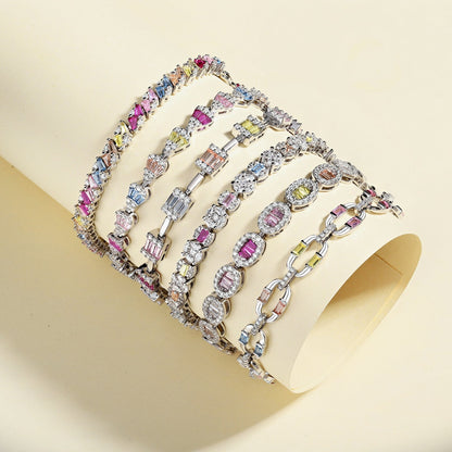 Angela Jewelry]Dazzling Radiant Multi Cut Daily Bracelet