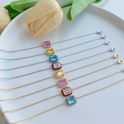 Angela Jewelry]2.0 Carat Sparkling Colorful Emerald Cut Daily Bracelet