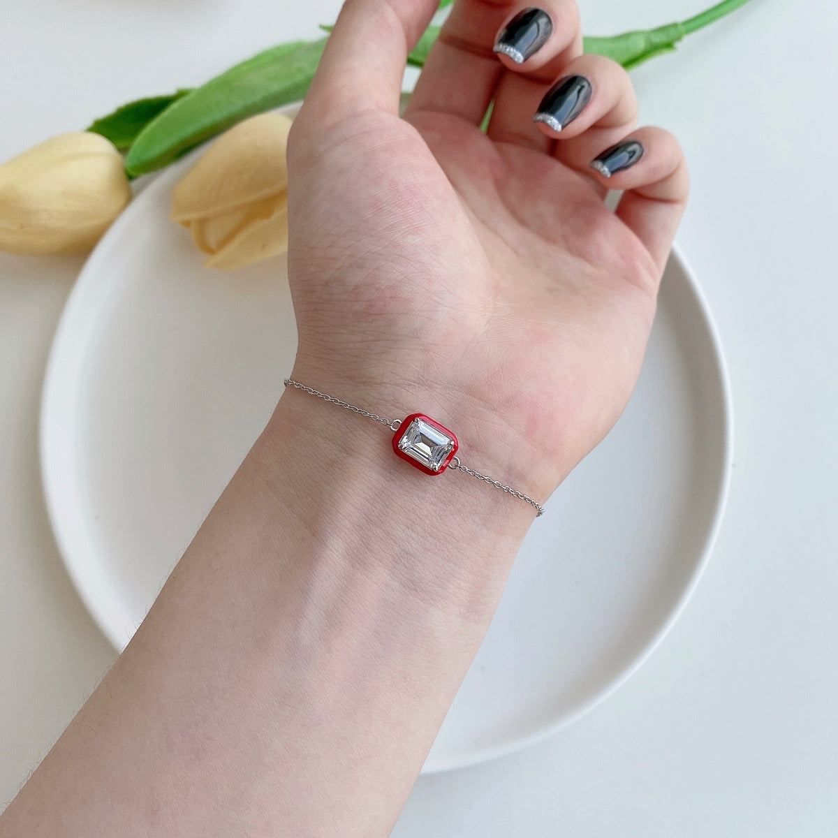 Angela Jewelry]2.0 Carat Sparkling Colorful Emerald Cut Daily Bracelet