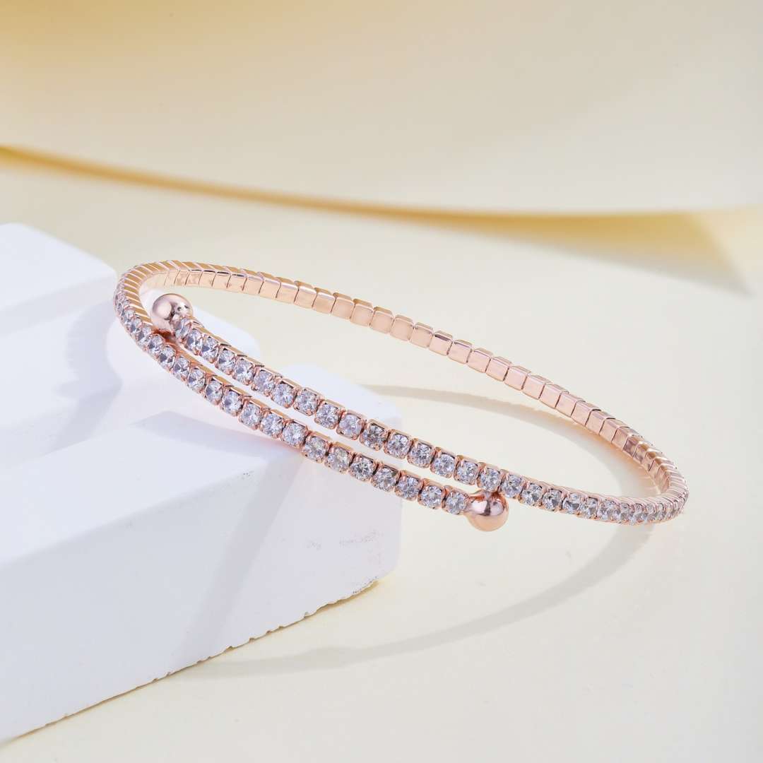 Angela Jewelry]Row of Diamonds Round Fashion Bracelet