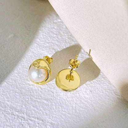 Angela Jewelry]Dainty Bread Pearl Earrings
