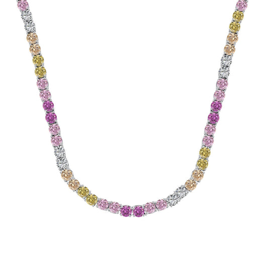 Angela Jewelry]Delicate Colorful Tennis Necklace