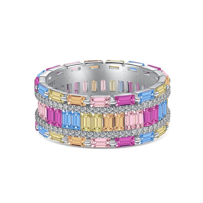Angela Jewelry]Dazzling Colorful Radiant Cut Party Ring