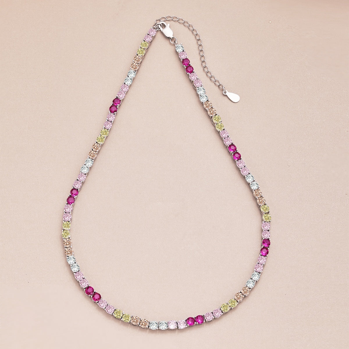 Angela Jewelry]Delicate Colorful Tennis Necklace