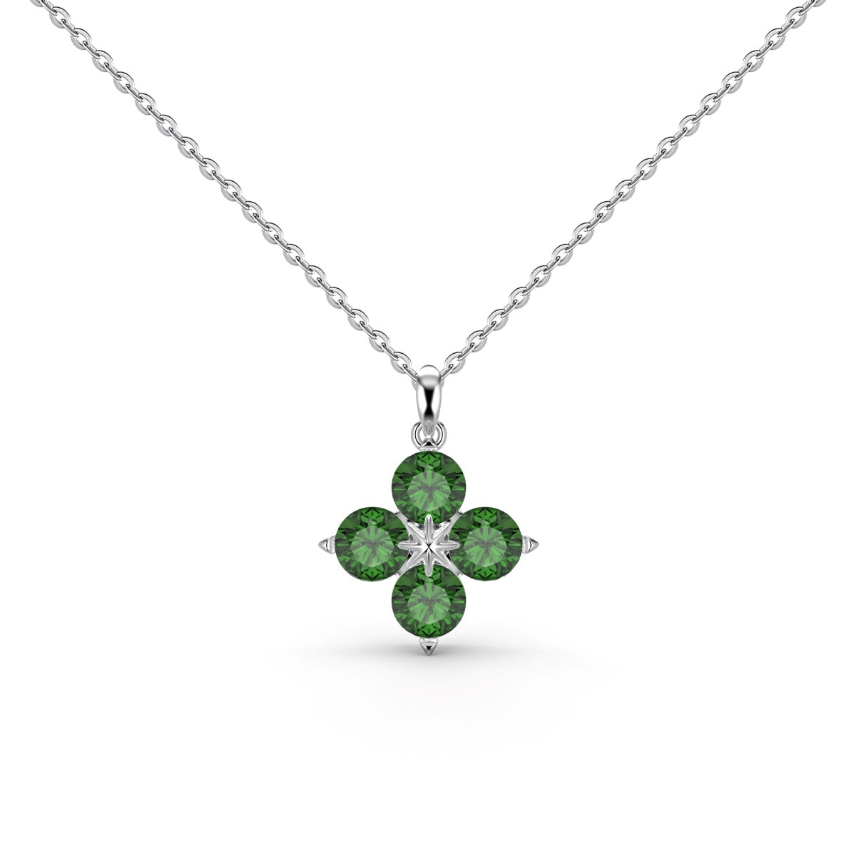 Angela Jewelry]Four-Leaf Clover And Eight-Pointed Star Necklace