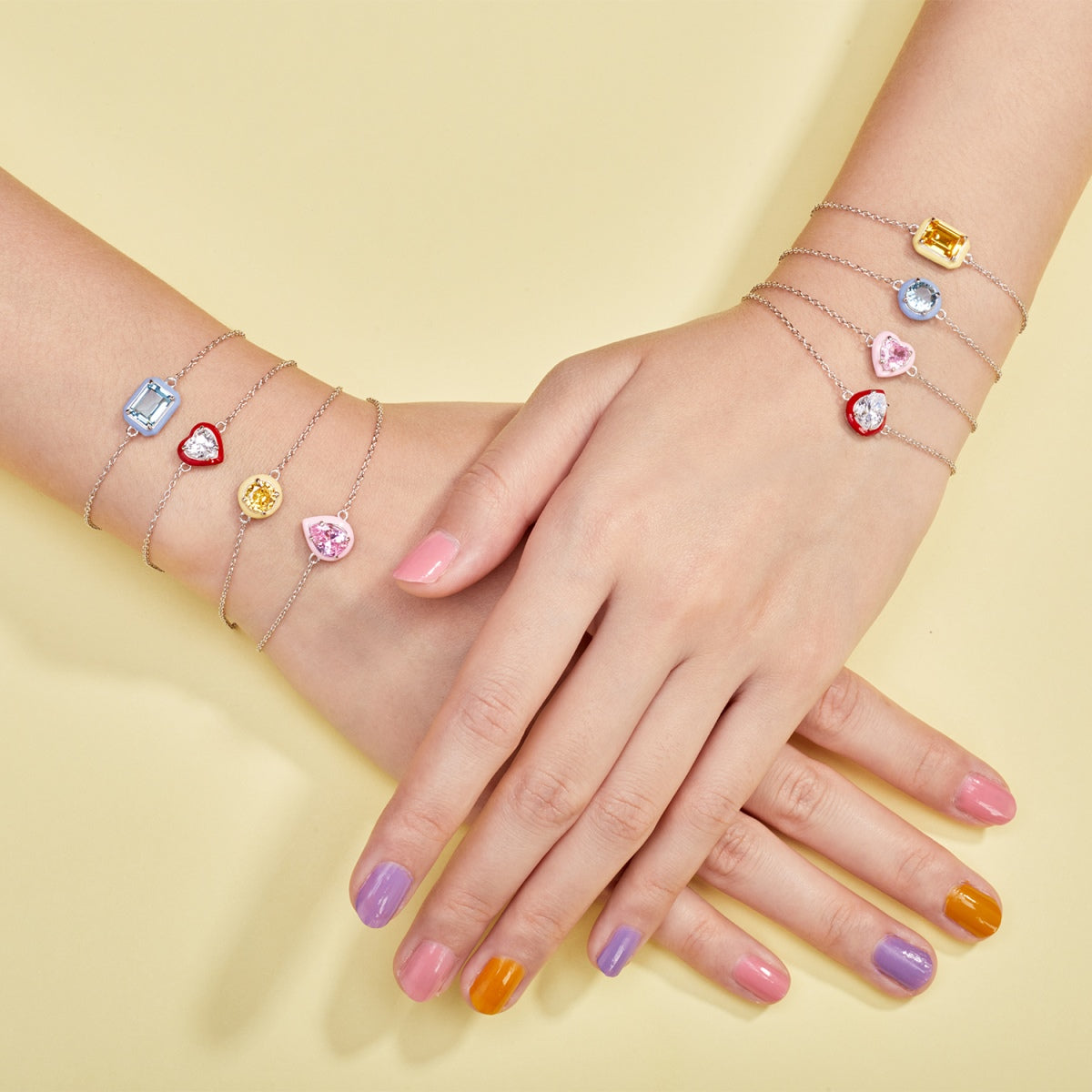 Angela Jewelry]2.0 Carat Sparkling Colorful Emerald Cut Daily Bracelet