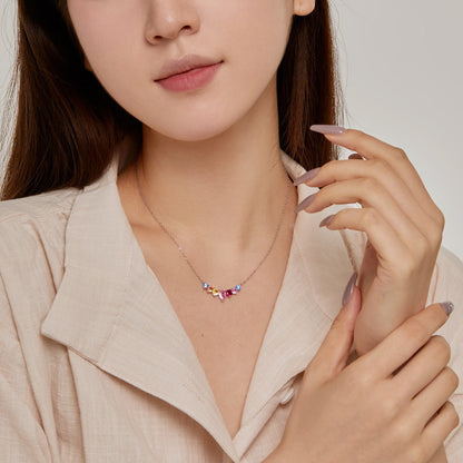 Angela Jewelry]Dainty Colorful Heart Necklace