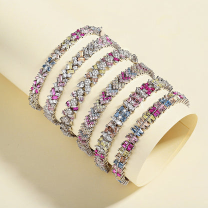 Angela Jewelry]Radiant Colorful Emerald Cut Party Bracelet