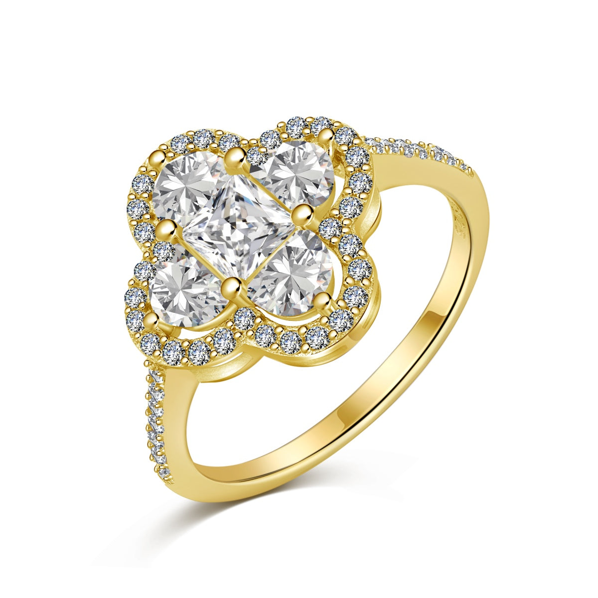 Angela Jewelry]Luxurious Eternity Flower Shape Banquet Ring