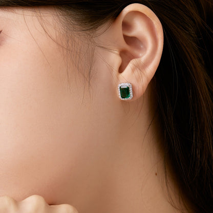 Angela Jewelry]Luxurious Dainty Emerald Cut Banquet Earrings