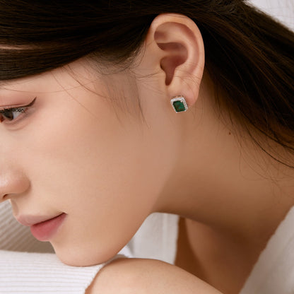 Angela Jewelry]Luxurious Dainty Emerald Cut Banquet Earrings