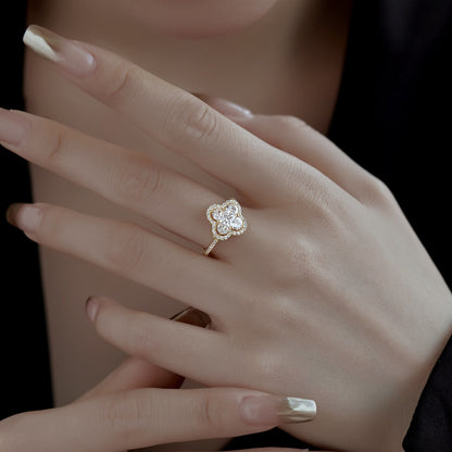 Angela Jewelry]Luxurious Eternity Flower Shape Banquet Ring