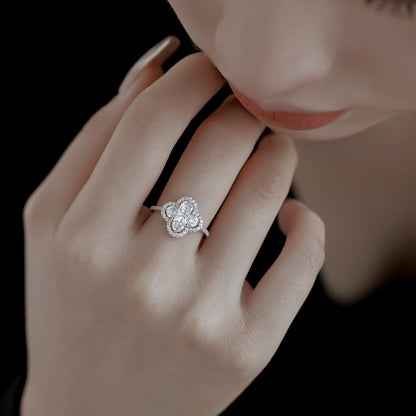 Angela Jewelry]Luxurious Eternity Flower Shape Banquet Ring