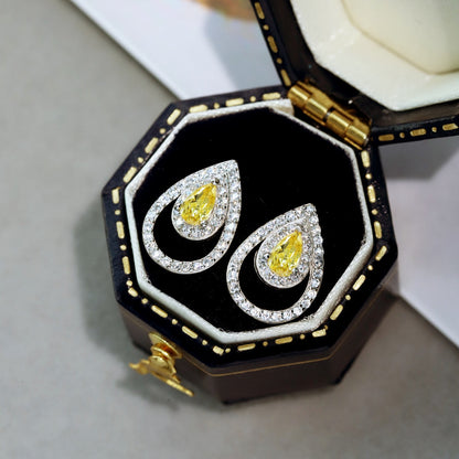 Angela Jewelry]Sparkling Delicate Water Drop Shape Daily Earrings