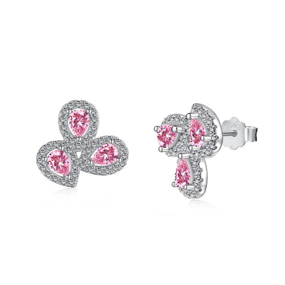 Angela Jewelry]Ornate Flower Shape Pear Cut Lover Earrings