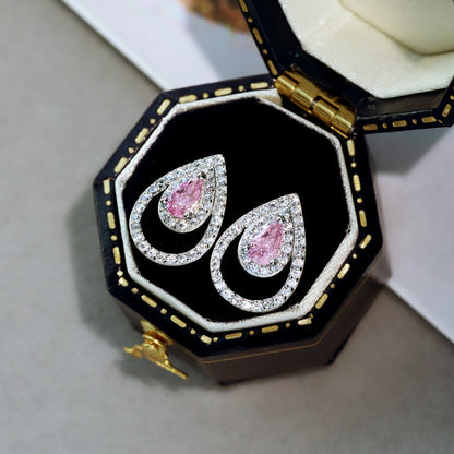 Angela Jewelry]Sparkling Delicate Water Drop Shape Daily Earrings