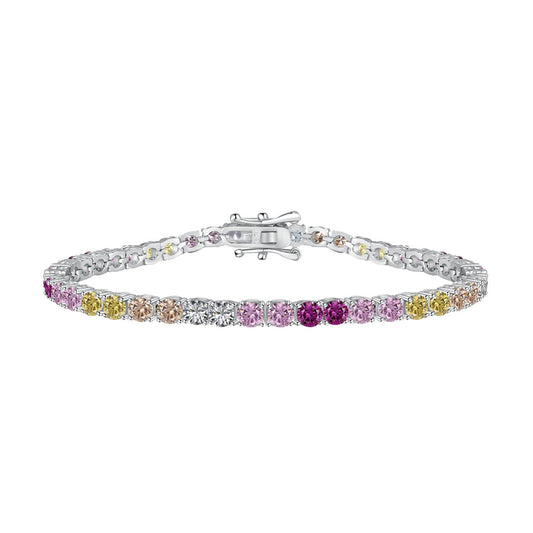 Angela Jewelry]Radiant Colorful Round Cut Tennis Bracelet