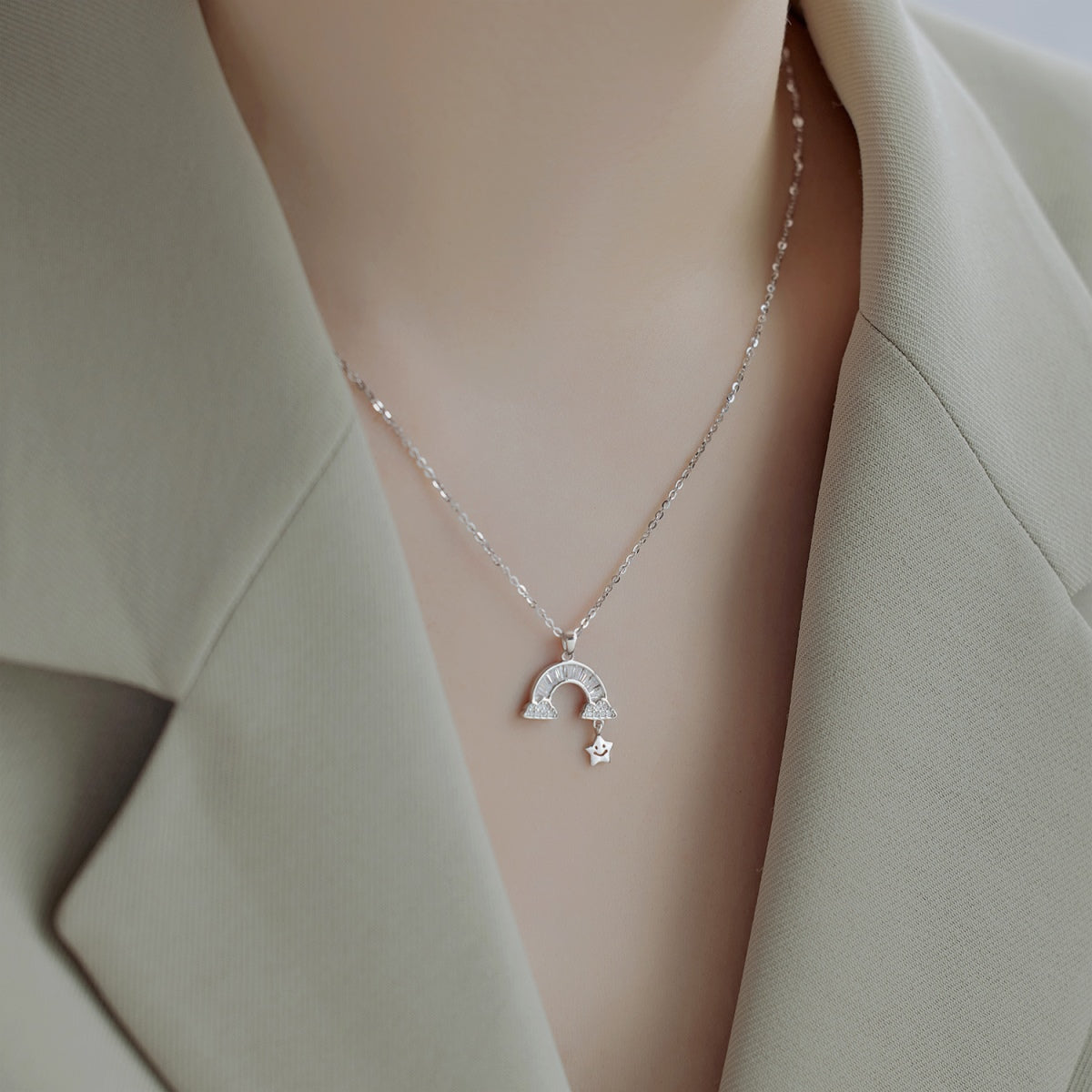 Angela Jewelry]Unique Rainbow Star Necklace