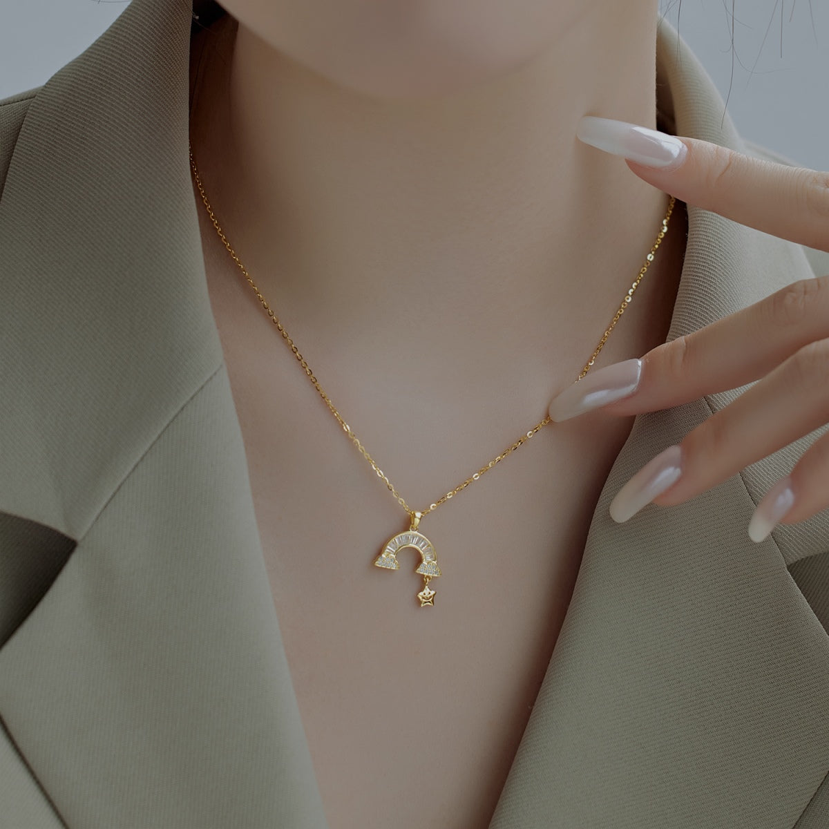 Angela Jewelry]Unique Rainbow Star Necklace