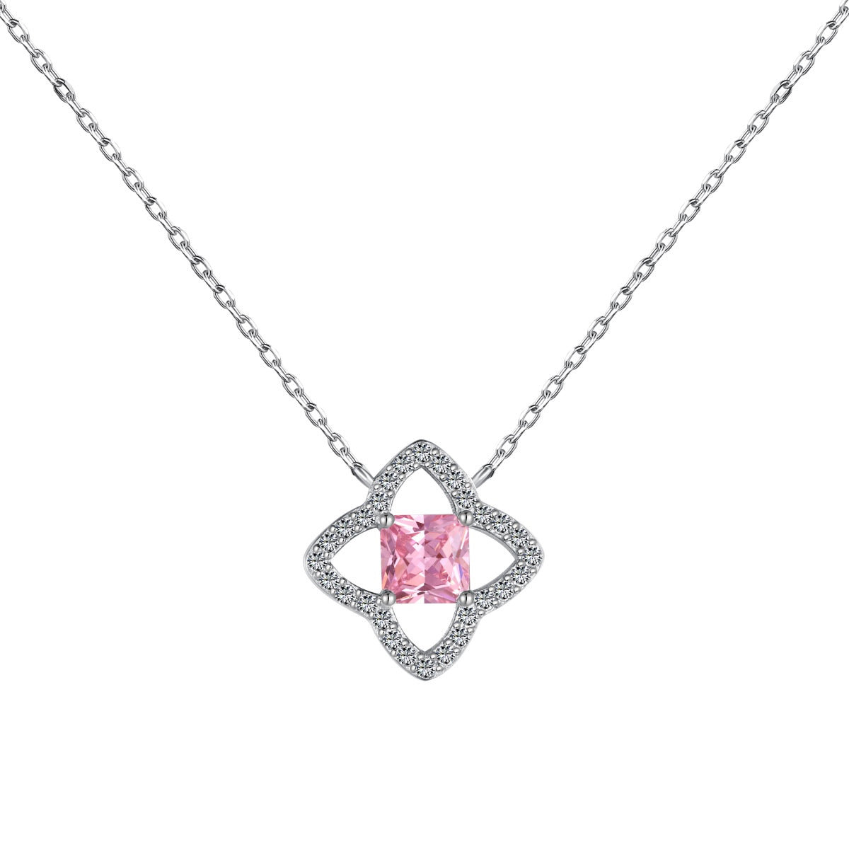 Angela Jewelry]Exquisite Flower Shape Princess Cut Necklace