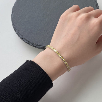 Angela Jewelry]Ornate Dazzling Round Cut Tennis Bracelet