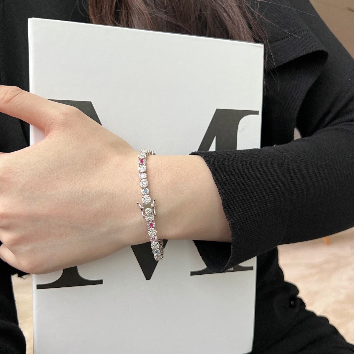 Angela Jewelry]Dazzling Radiant Multi Cut Daily Bracelet