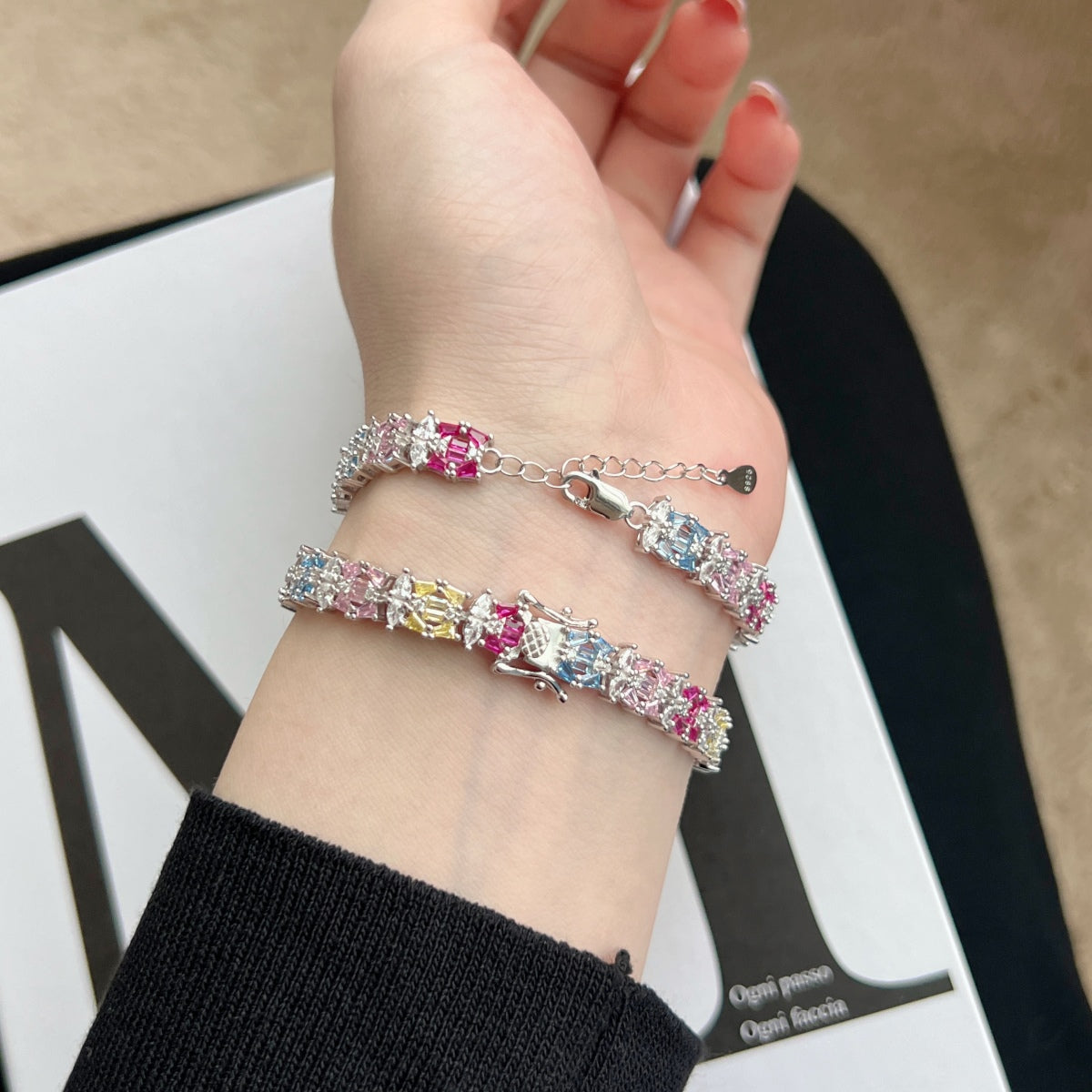 Angela Jewelry]Delicate Colorful Multi Cut Party Bracelet