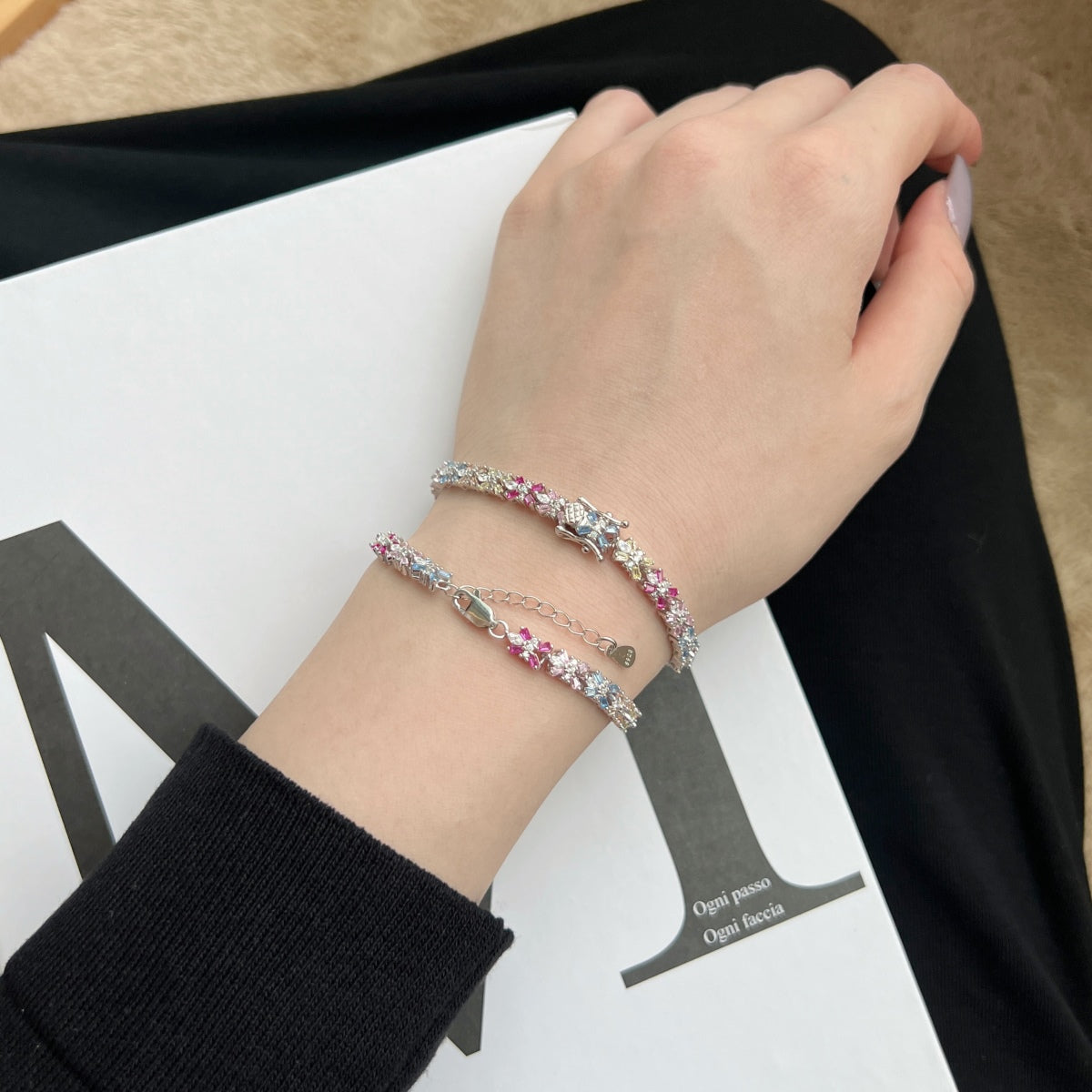 Angela Jewelry]Radiant Colorful Emerald Cut Party Bracelet