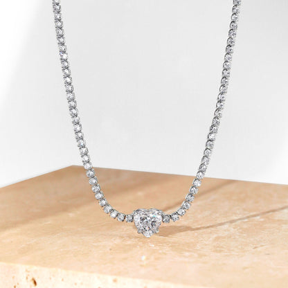 Angela Jewelry]2.0 Carat Sparkling Tennis Heart Cut Necklace