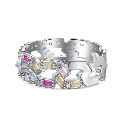 Angela Jewelry]Sparkling Vibrant Emerald Cut Daily Ring