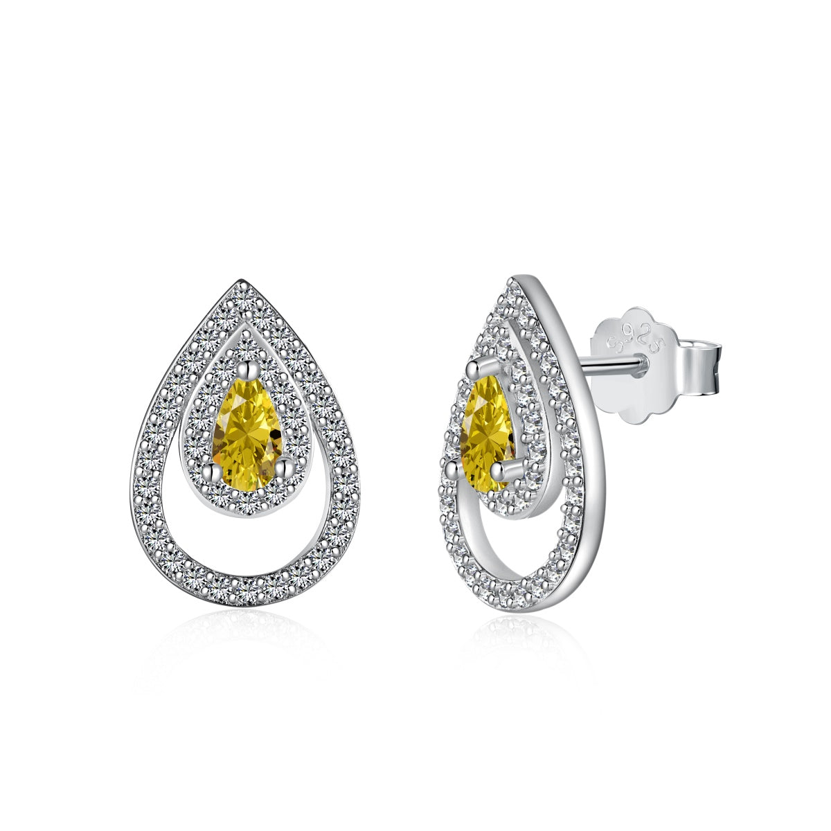 Angela Jewelry]Sparkling Delicate Water Drop Shape Daily Earrings
