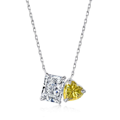 Angela Jewelry]Dazzling Square & Heart Shape Necklace