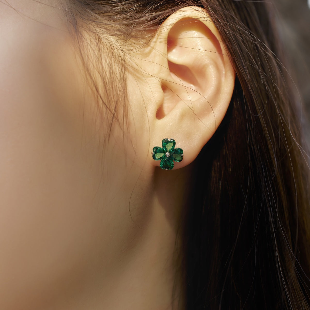 Angela Jewelry]Four-Leaf Clover Ball Earrings
