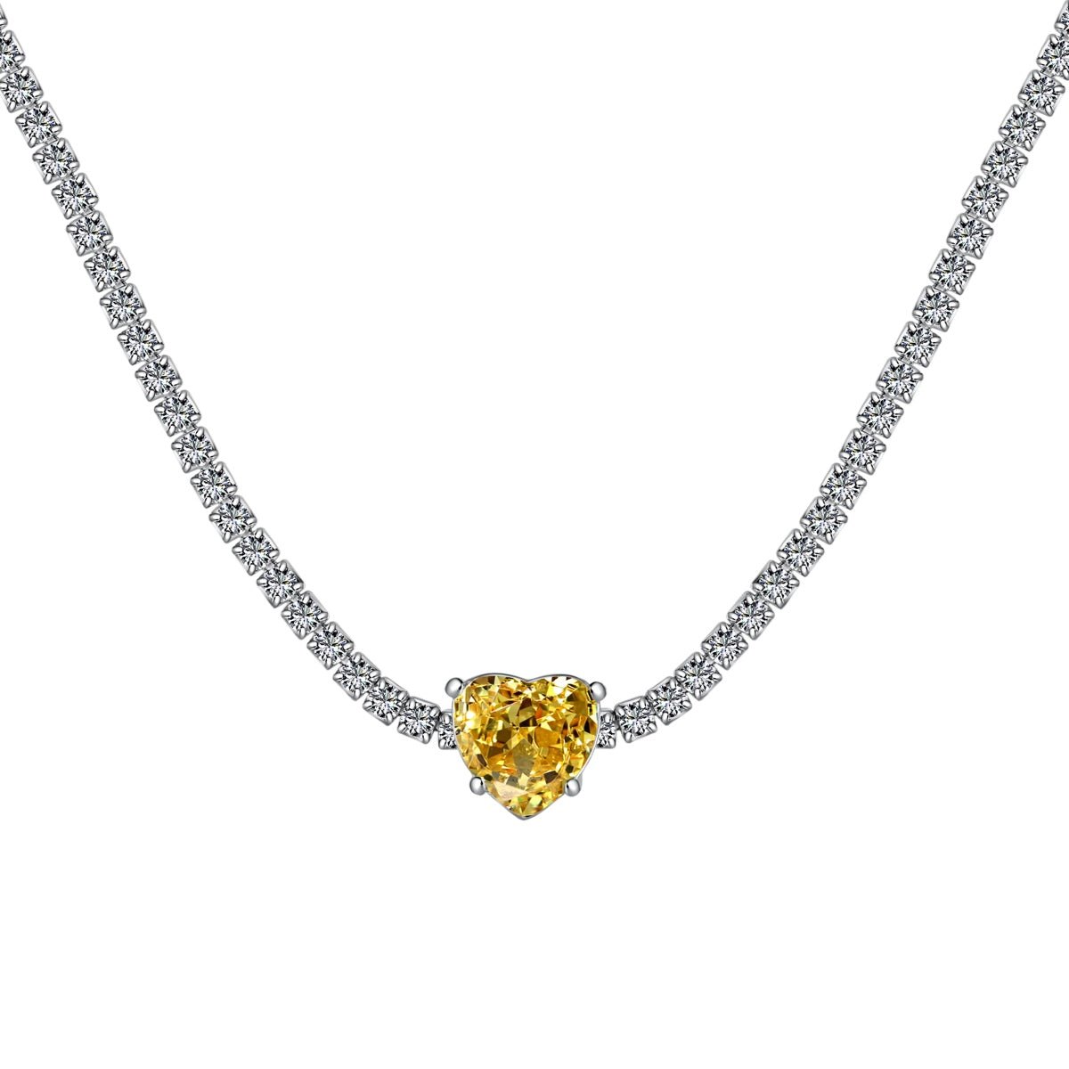 Angela Jewelry]2.0 Carat Sparkling Tennis Heart Cut Necklace