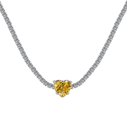 Angela Jewelry]2.0 Carat Sparkling Tennis Heart Cut Necklace