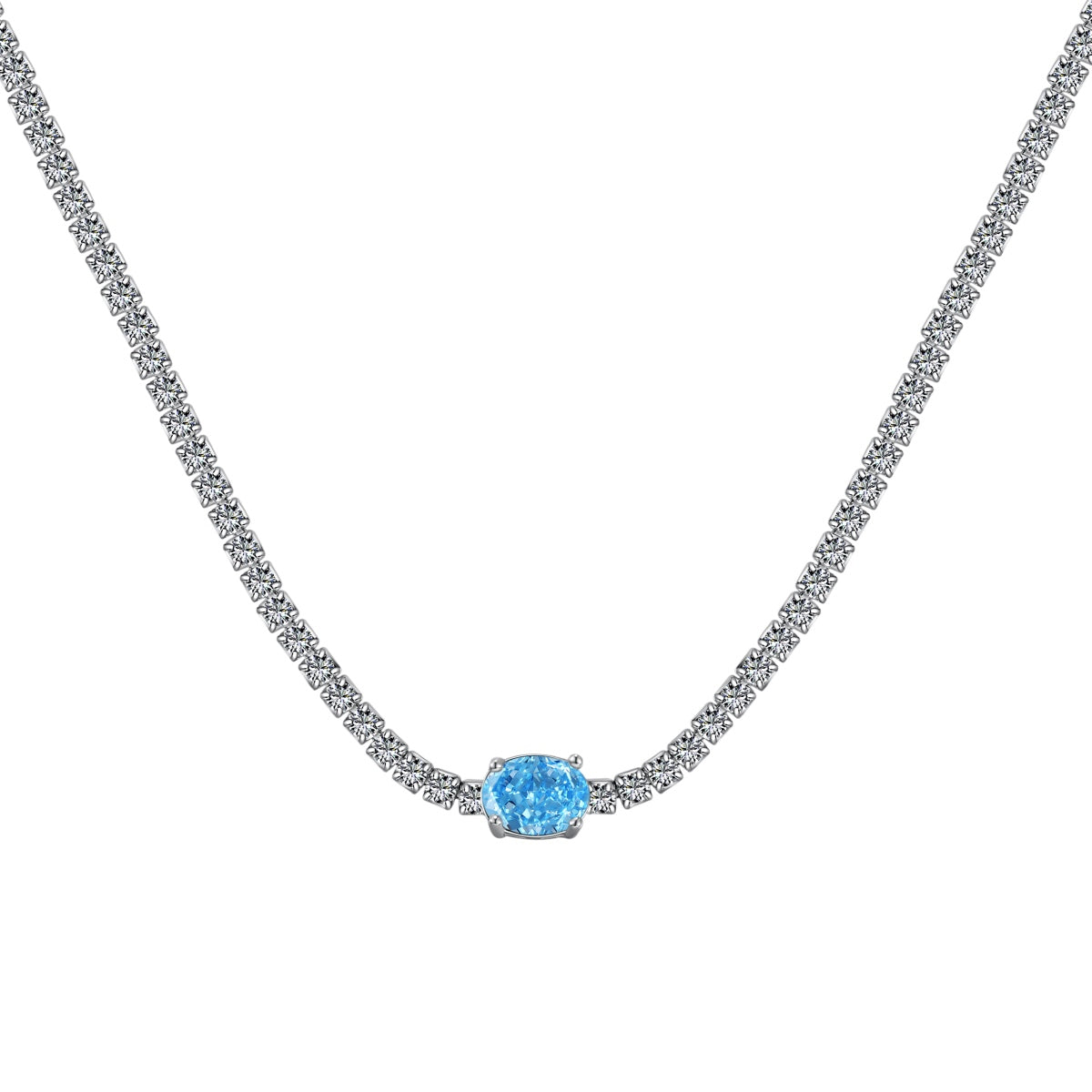 Angela Jewelry]1.0 Carat Shining Oval Cut Necklace