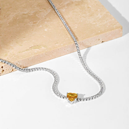 Angela Jewelry]2.0 Carat Sparkling Tennis Heart Cut Necklace