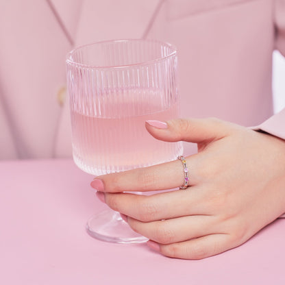 Angela Jewelry]Sparkling Colorful Round Cut Tennis Ring