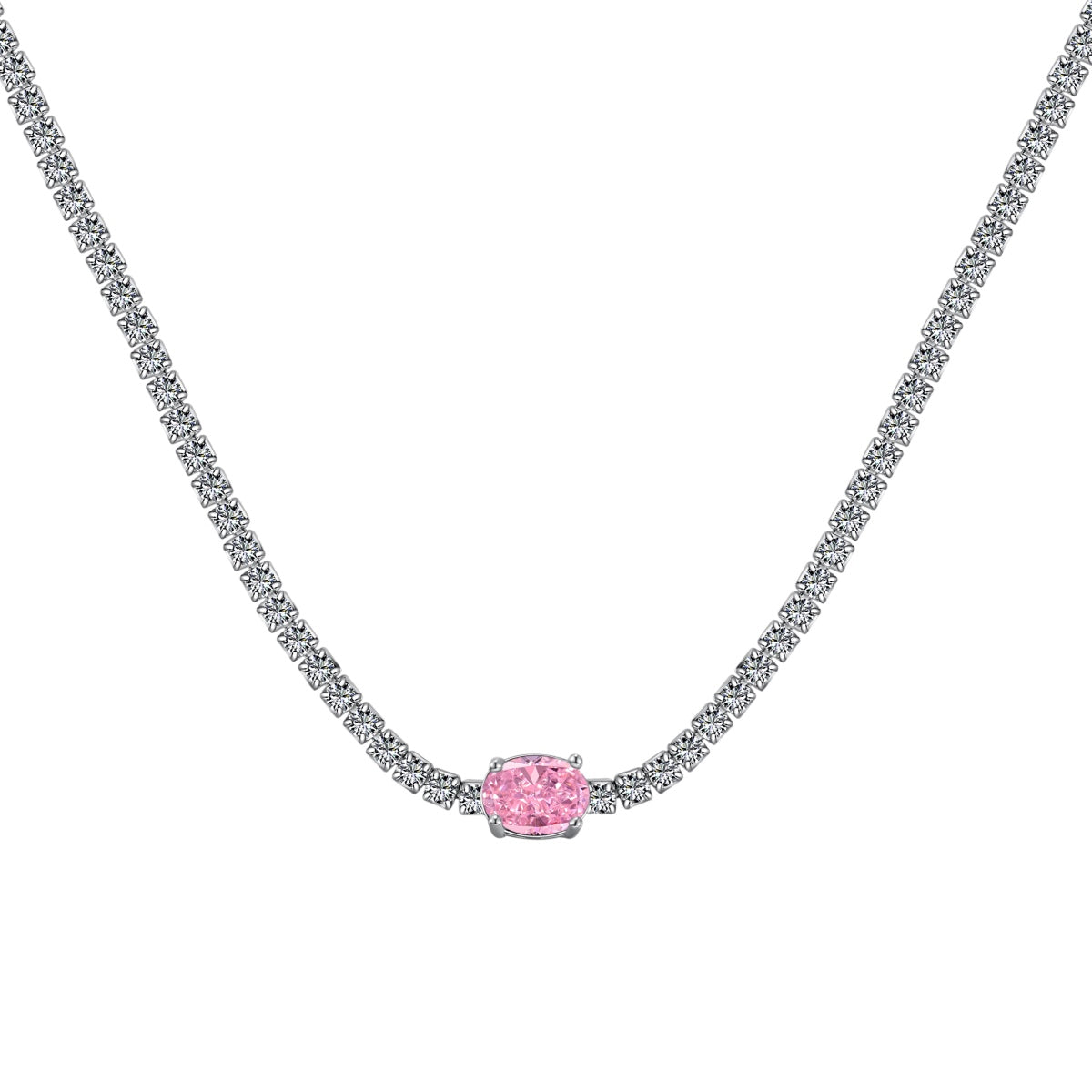 Angela Jewelry]1.0 Carat Shining Oval Cut Necklace