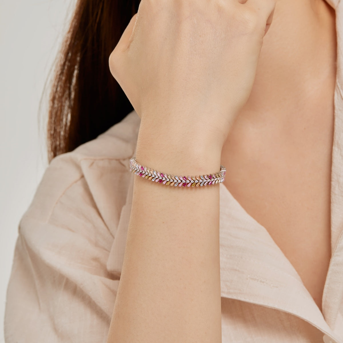Angela Jewelry]Dainty Radiant Emerald Cut Daily Bracelet
