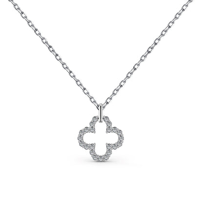 Angela Jewelry]Four-Leaf Clover Hollow Design Exquisite Necklace