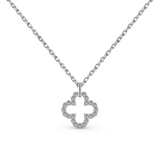 Angela Jewelry]Four-Leaf Clover Hollow Design Exquisite Necklace