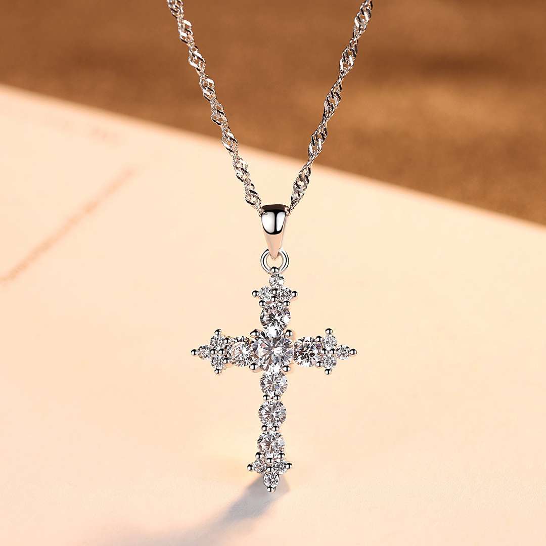 Angela Jewelry]Delicate Cross Shape Necklace