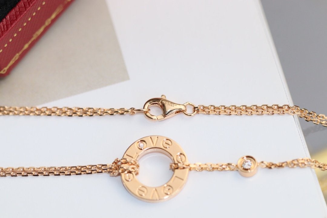 [Angela Jewellery]LOVE NECKLACE ADJUSTABLE ROSE GOLD 2 DIAMOND