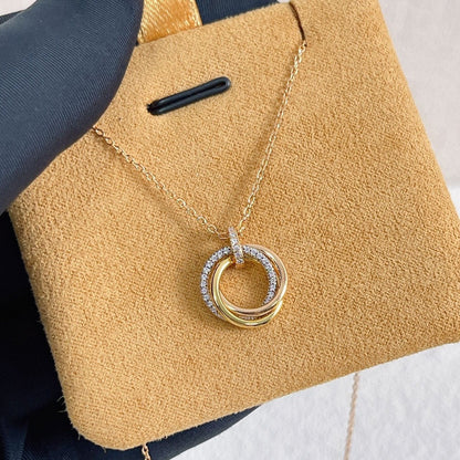 [Angela Jewellery]TRINITY NECKLACE SILVER GOLD PINK GOLD DIAMONDS