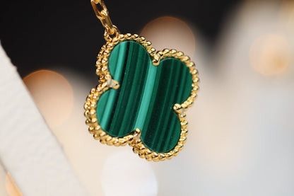 [Angela Jewellery]CLOVER EARRINGS GOLD MALACHITE DIAMOND 3 MOTIF