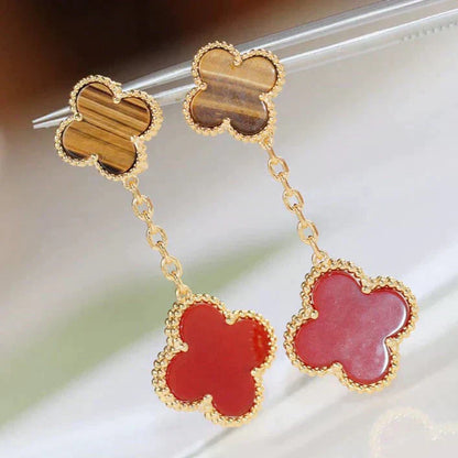 [Angela Jewellery]CLOVER  2 MOTIF  TIGER EYE CARNELIAN EARRINGS