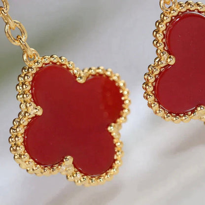 [Angela Jewellery]CLOVER  2 MOTIF  TIGER EYE CARNELIAN EARRINGS