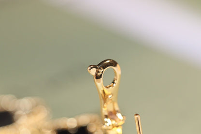 [Angela Jewellery]CLOVER EARRINGS GOLD ONYX MOP 3 MOTIF