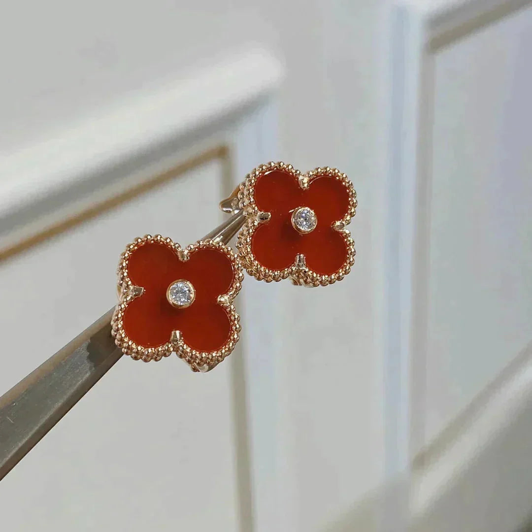 [Angela Jewellery]CLOVER MEDIUM 1 MOTIFS CARNELIAN  DIAMOND earrings
